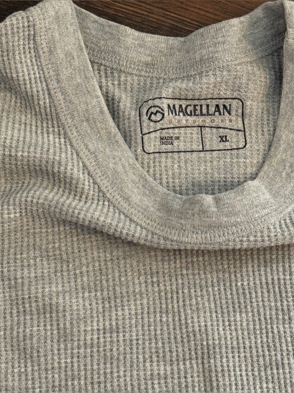 Magellan Outdoors Light Gray Waffle Crew Neck Long Sleeve - Picture 3 of 5